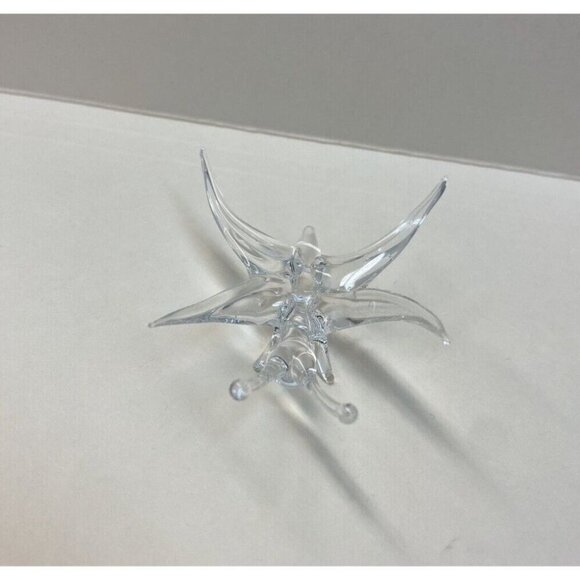 Studio Crafted Delicate Hand Blown Glass Butterfly Clear Figurine - Picture 3 of 8